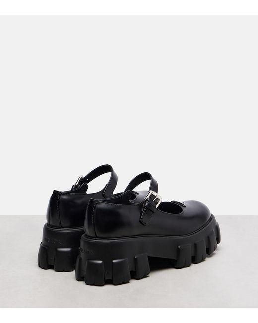 Prada Black Mary-Jane-Ballerinas Monolith Aus Leder