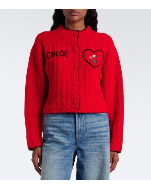Chloé Embroidered Wool And Cashmere Cardigan