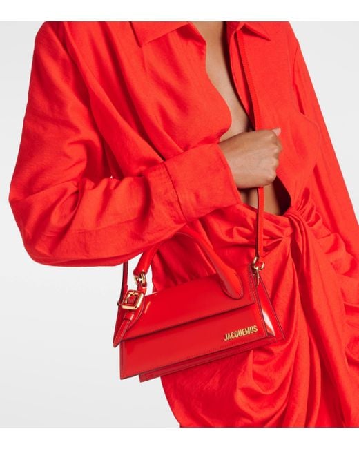 Jacquemus Red Le Chiquito Long Leather Shoulder Bag