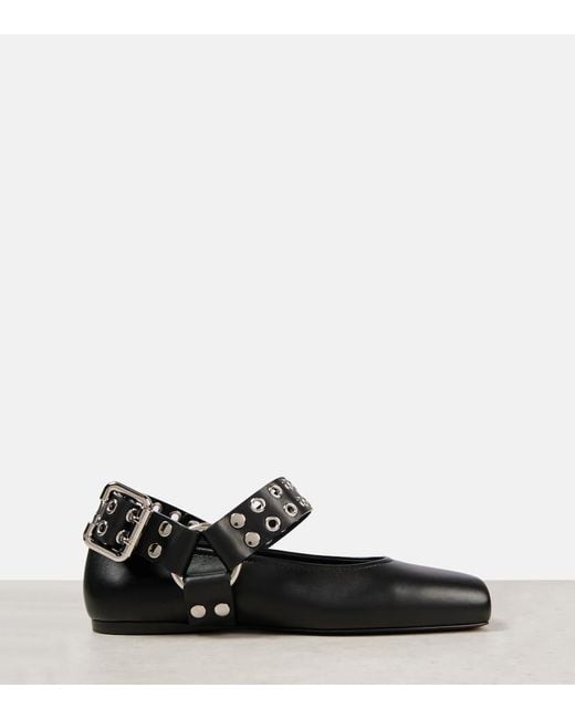 Alaïa Black Verzierte Mary-Jane-Ballerinas Aus Leder