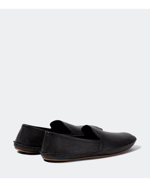 The Row Black Vasko Leather Slip-On Shoes for men