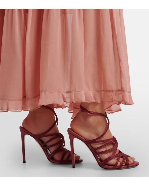 Aquazzura Red Serenade Raffia Sandals
