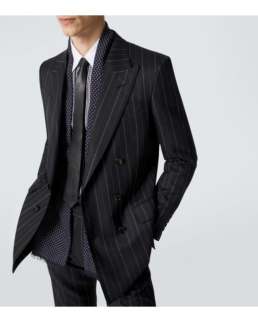 Tom Ford Black Striped Wool Blazer for men