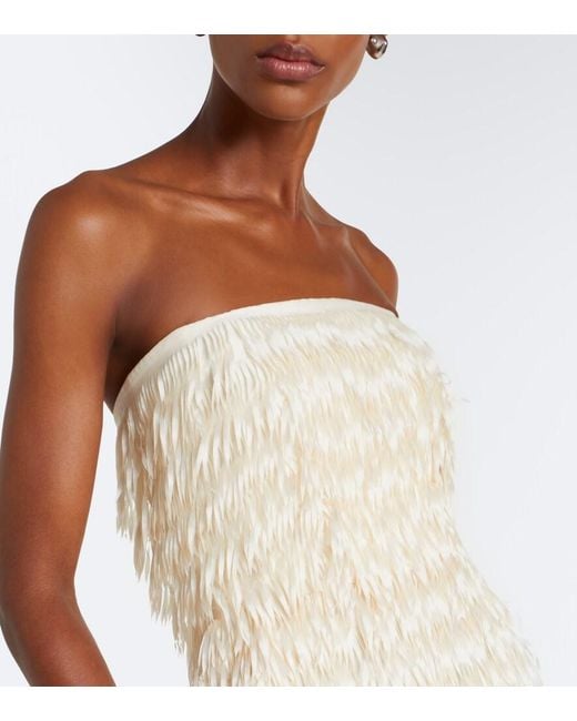 Maticevski White Marigold Fringed Bustier Gown