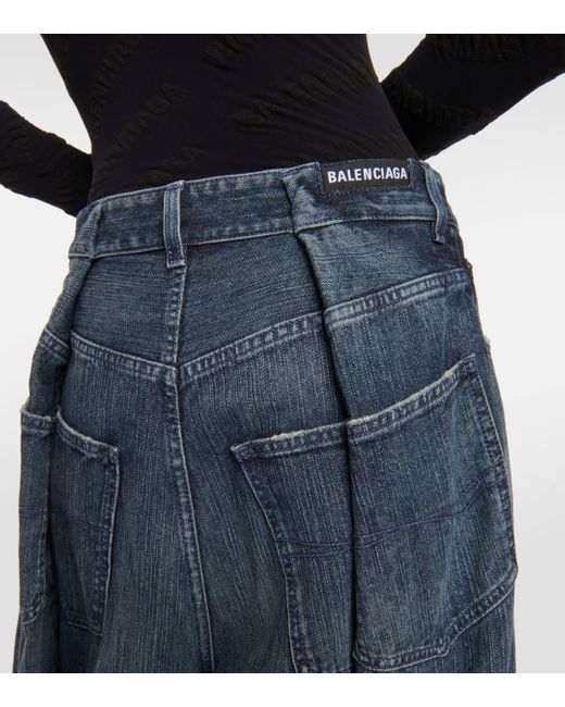 Balenciaga Blue High-rise Wide-leg Jeans