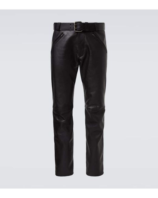 Saint Laurent Gerade Hose Aus Leder in Black für Herren