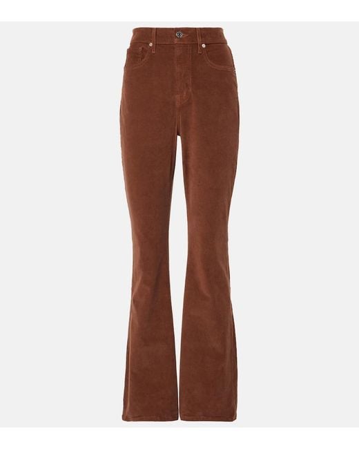 Veronica Beard Brown Cameron Cotton Corduroy Flared Pants