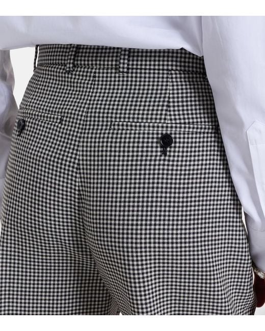 McQueen Gray Gingham Wool Wide-Leg Pants