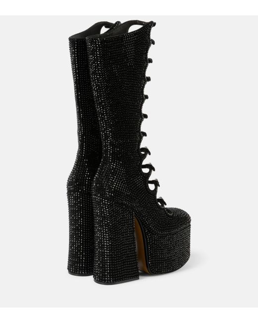 Marc Jacobs Black Kiki Embellished Suede Platform Knee-high Boots