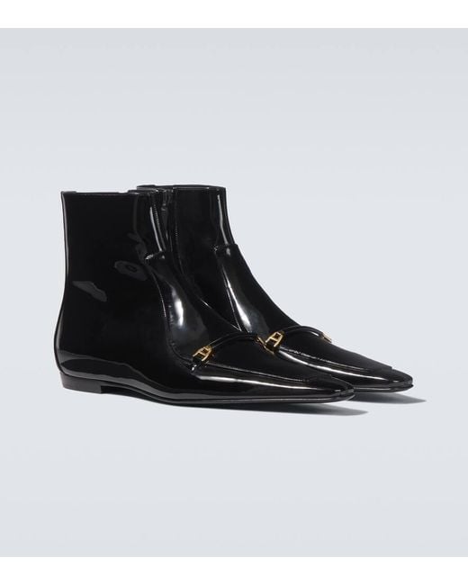 Saint Laurent Black Milton Patent Leather Boots for men