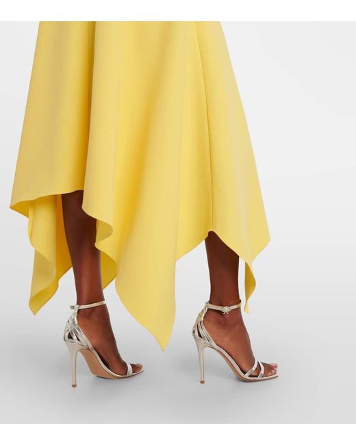 Vestido Midi Asimetrico Okimi De Crepe Safiyaa de color Yellow