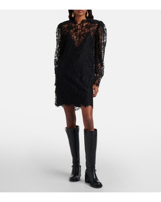 Chloé Black Floral Lace Minidress
