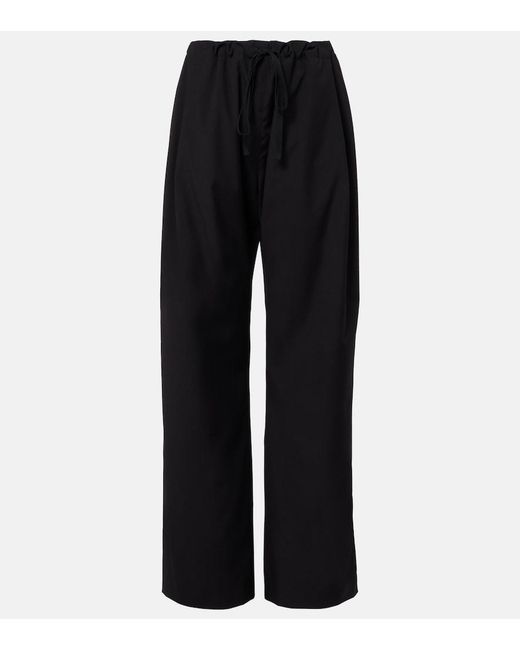 Khaite Black Rohen Virgin Wool Wide-Leg Pants