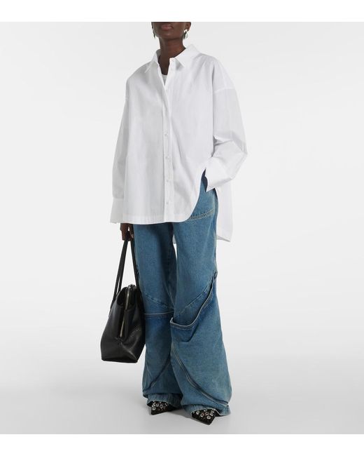 The Attico Black La Passeggiata Medium Leather Tote Bag
