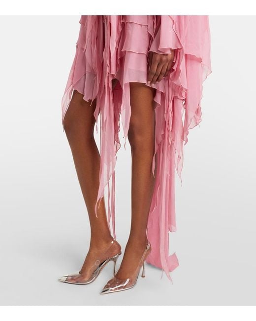Blumarine Pink Tiered Chiffon Minidress
