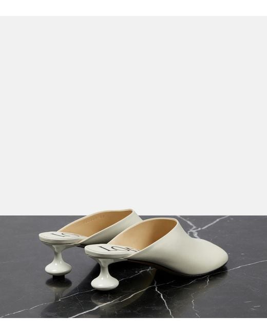 Loewe White Toy Sculpted-Heel Leather Heeled Mules