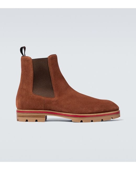 Christian Louboutin Brown Alpinono Suede Chelsea Boots for men