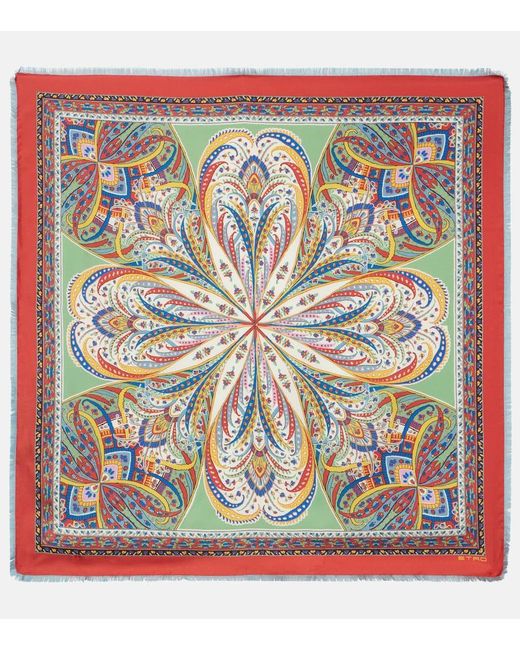 Foulard in seta con stampa di Etro in Multicolor