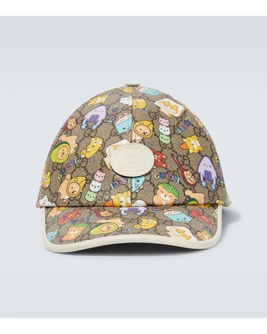 Gucci Metallic Kawaii Floral Leather-trimmed Cap for men