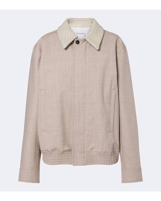 Bottega Veneta Natural Leather-Trimmed Wool Blouson Jacket