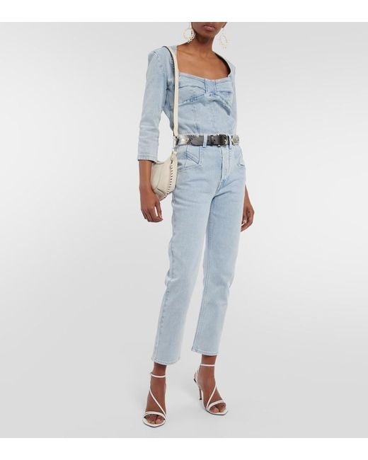 Isabel Marant Blue Vanio Bleached Denim Top