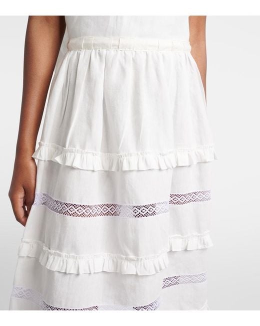 Prada White Linen Midi Skirt