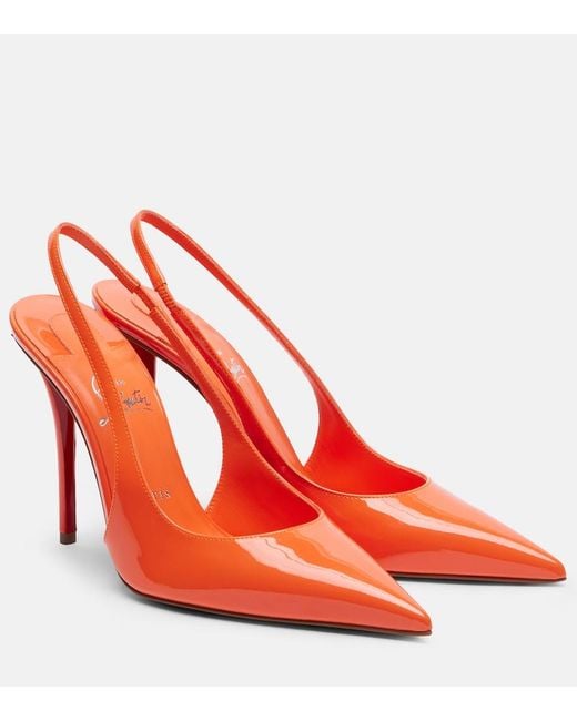 Christian Louboutin Red Miss Z 100 Patent Leather Slingback Pumps