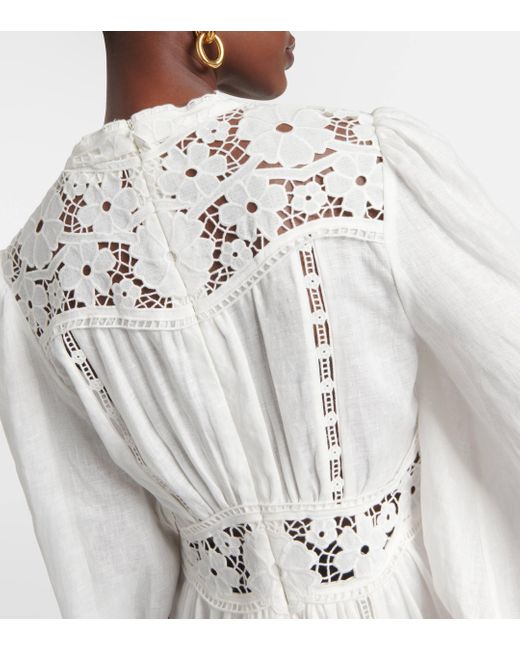 Robe courte August Plunge en lin Zimmermann en coloris White