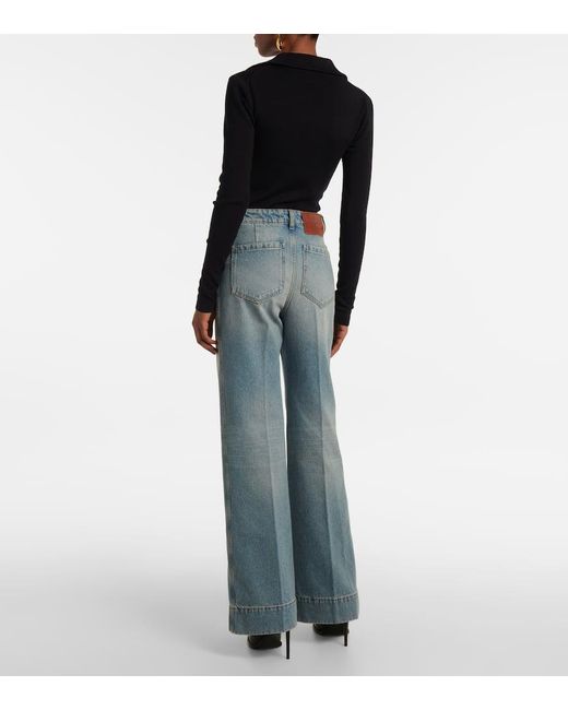 Victoria Beckham Blue Alina High-Rise Wide-Leg Jeans