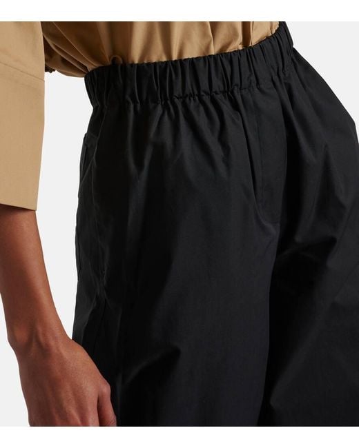 Max Mara Black Navigli High-rise Cotton Wide-leg Pants
