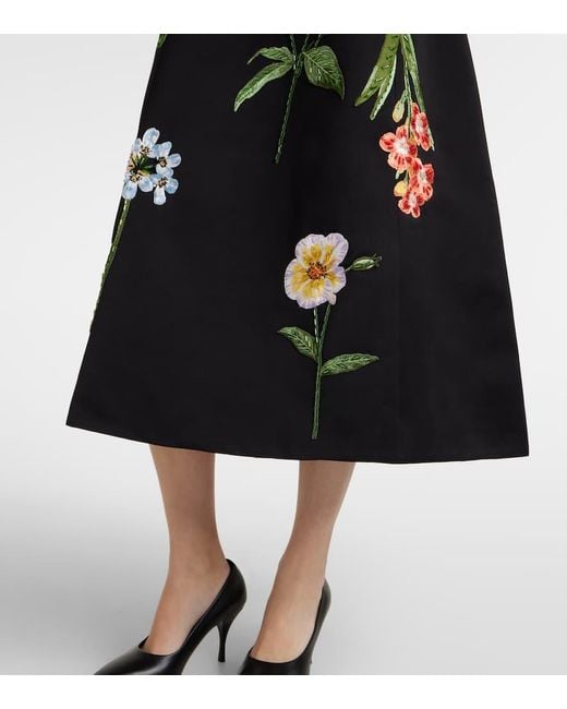 Abito Midi Cleo Con Ricamo Floreale di LEO LIN in Black