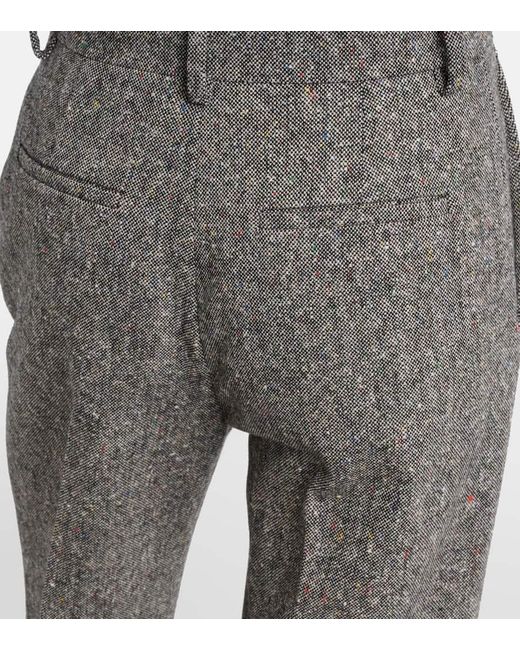 Pantalones Anchos En Mezcla De Lana De Tiro Alto Valentino de color Gray