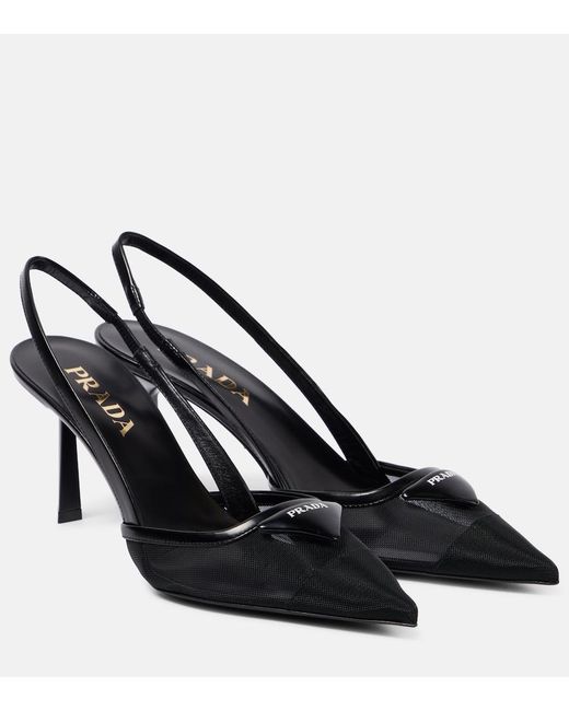 Prada Black Slingback-Pumps 75 Mit Leder