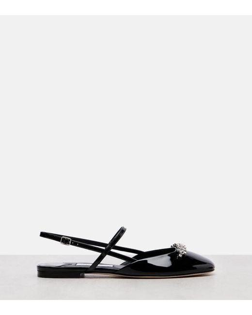 Jimmy Choo Black Belinda Embellished Patent Leather Flats