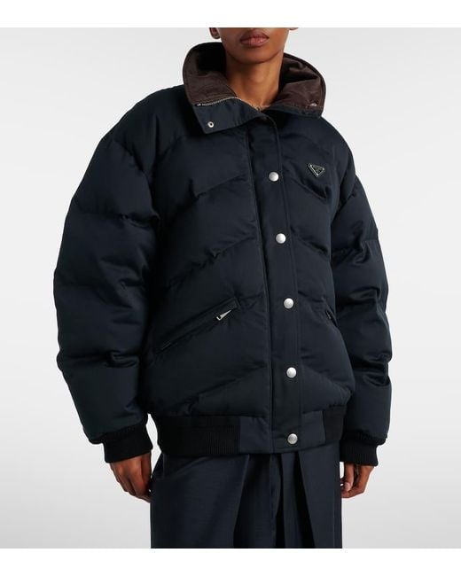 Chaqueta De Plumas Con Logo Prada de color Blue