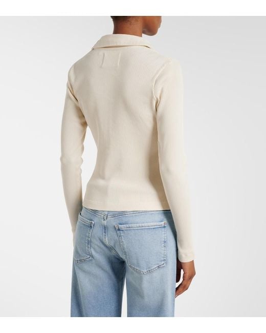 Citizens of Humanity Natural Brea Ribbed-Knit Jersey Polo Shirt