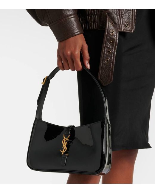 Saint Laurent Black Le 5 A 7 Patent Leather Shoulder Bag