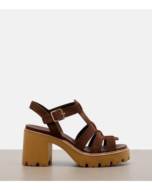 Prada Brown Suede Platform Sandals
