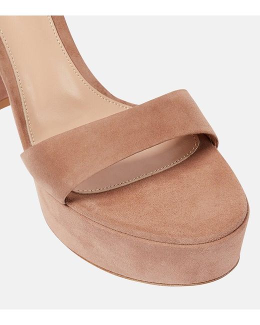 Gianvito Rossi Brown Sheridan Suede Platform Sandals