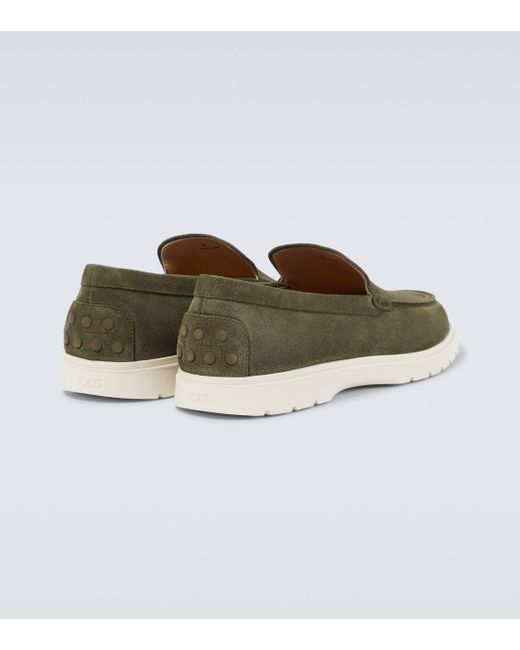 Tod's Green Logo Suede Loafers for men