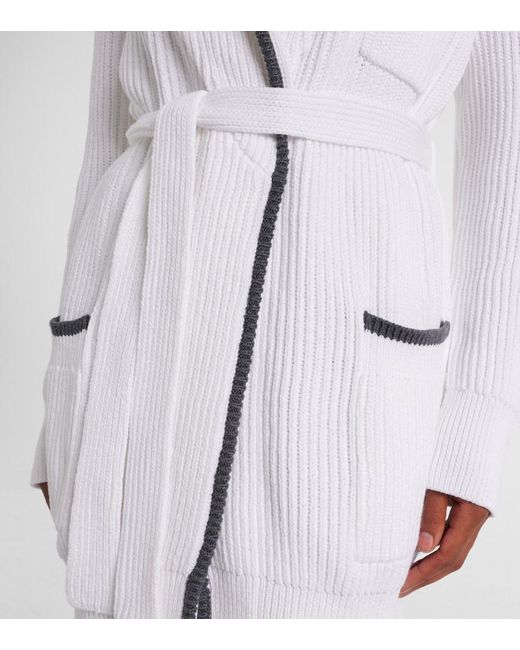 Brunello Cucinelli White Ribbed-Knit Cotton Cardigan