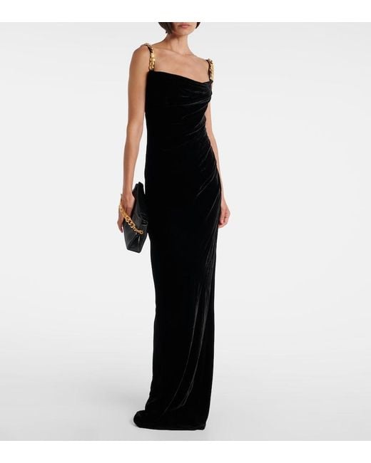 Balmain Black Jersey Maxi Dress