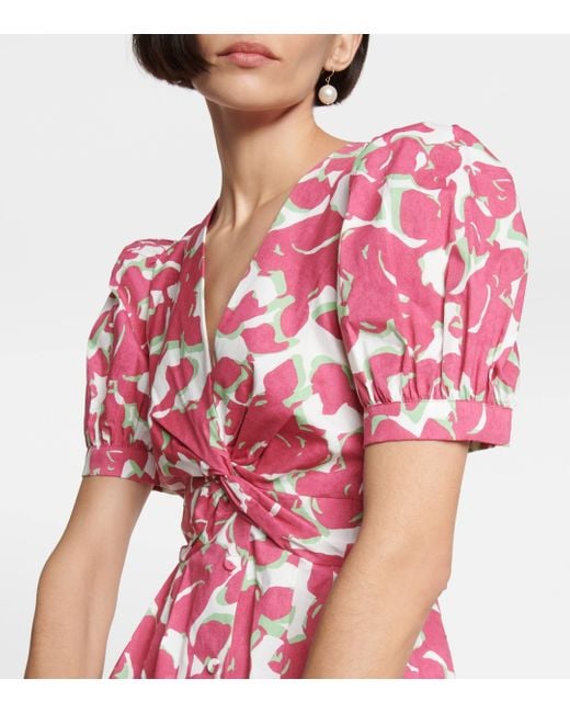 Diane von Furstenberg Pink Heather Floral Cotton Midi Dress