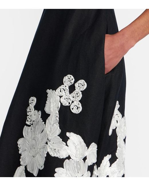 Jonathan Simkhai Black Annabella Linen-Blend Midi Dress