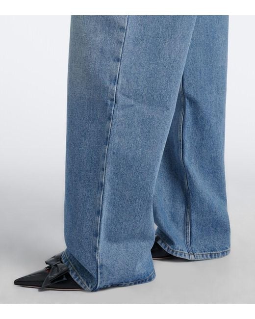 Erdem Blue High-Rise Wide-Leg Jeans