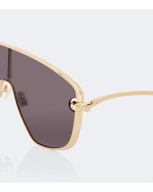 Bottega Veneta Brown Knot Shield Sunglasses