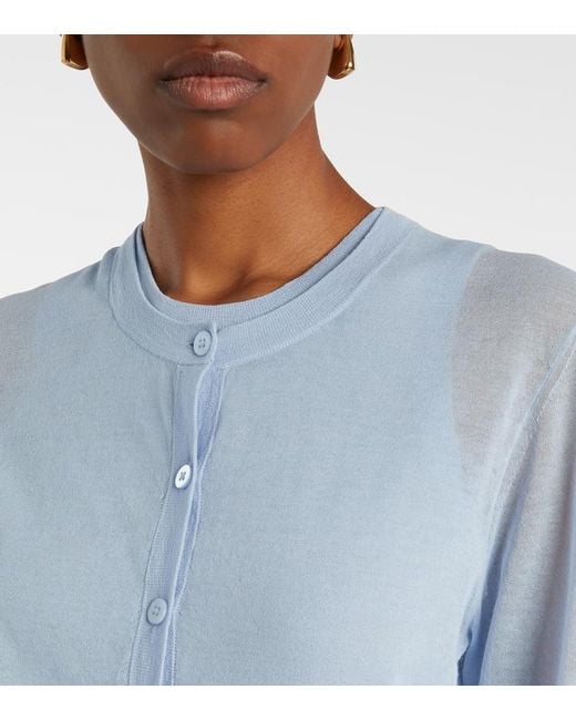 Dorothee Schumacher Blue Summer Semi-Sheer Cotton-Blend Cardigan