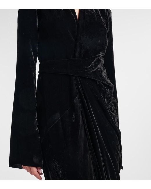 Rick Owens Black Ruched Gown