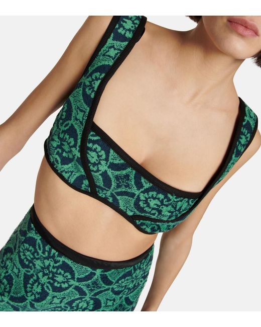 MARINE SERRE Green Printed Terry Bralette