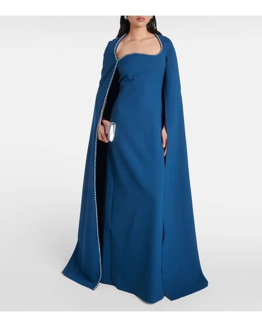 Safiyaa Blue Verzierte Robe Mattia aus Crepe